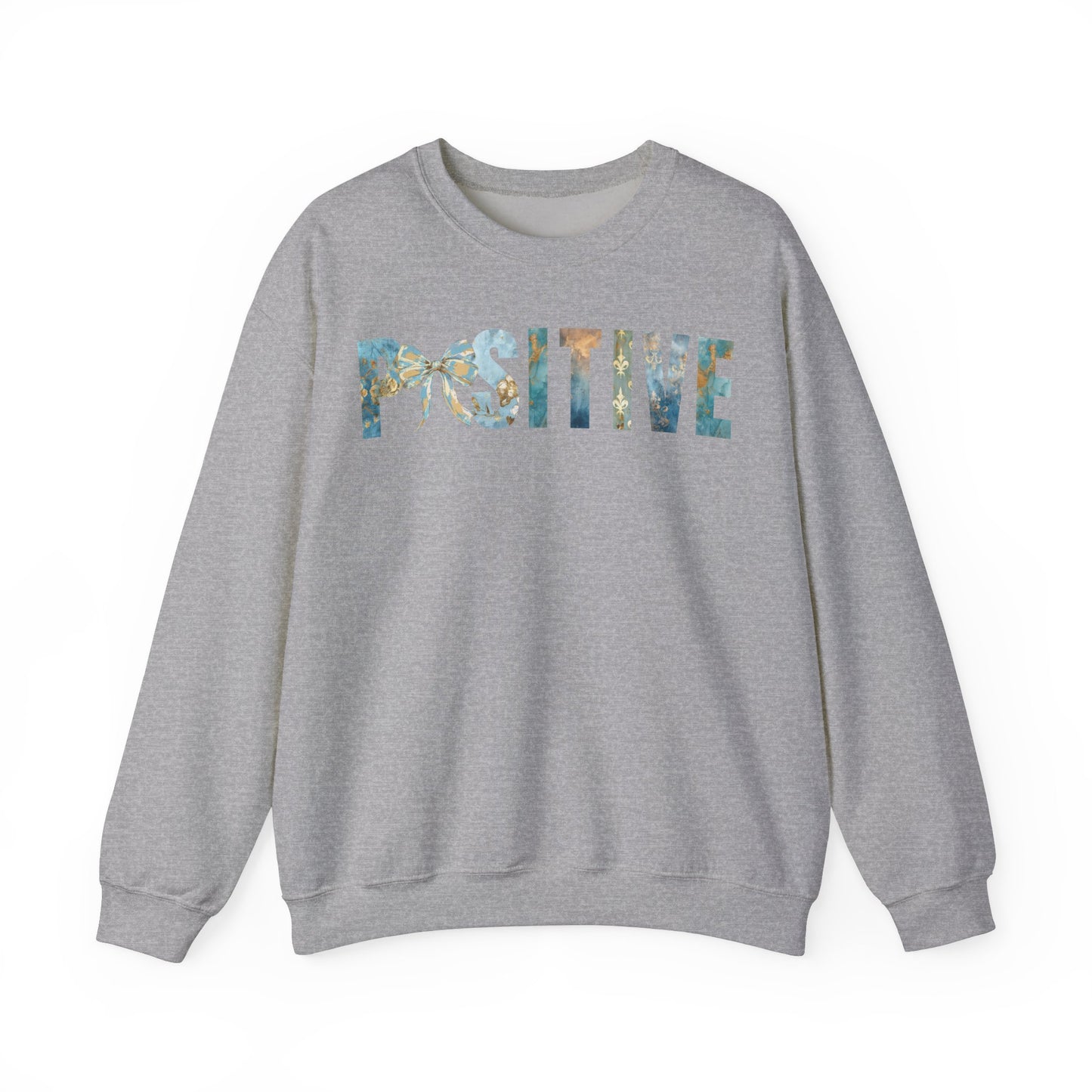 Positive Inspirational Coquette Bow Blue Golden Patterns Sweatshirt