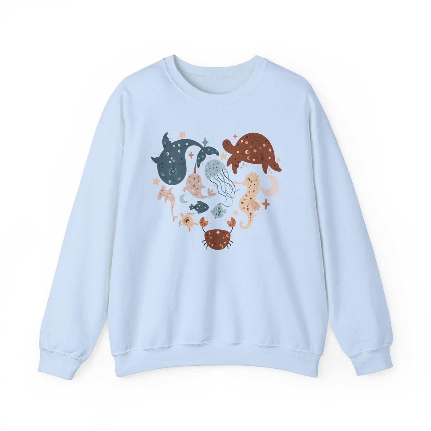 Celestial Sea Animals In Heart Shape Sweatshirt