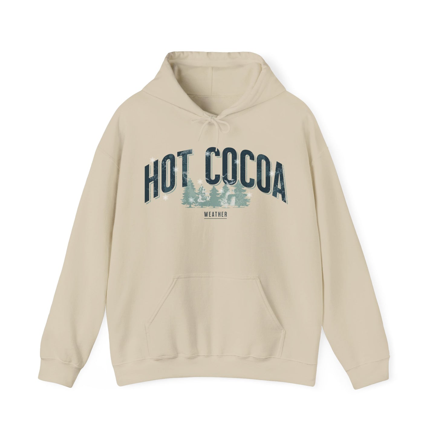 Hot Cocoa Weather Vintage Pine Trees & Snow Graphic Hoodie