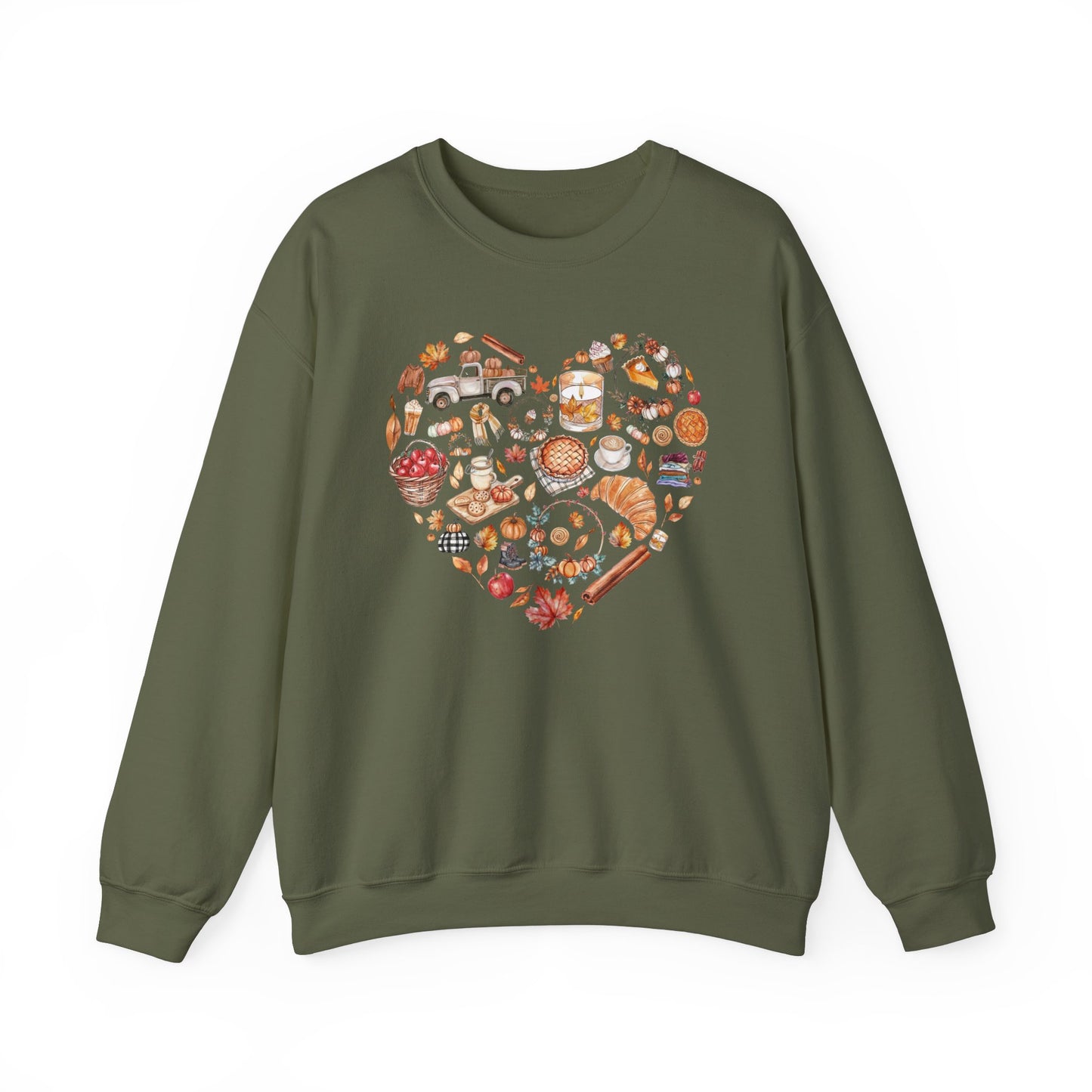 Fall Graphics In Heart Shape Sweatshirt