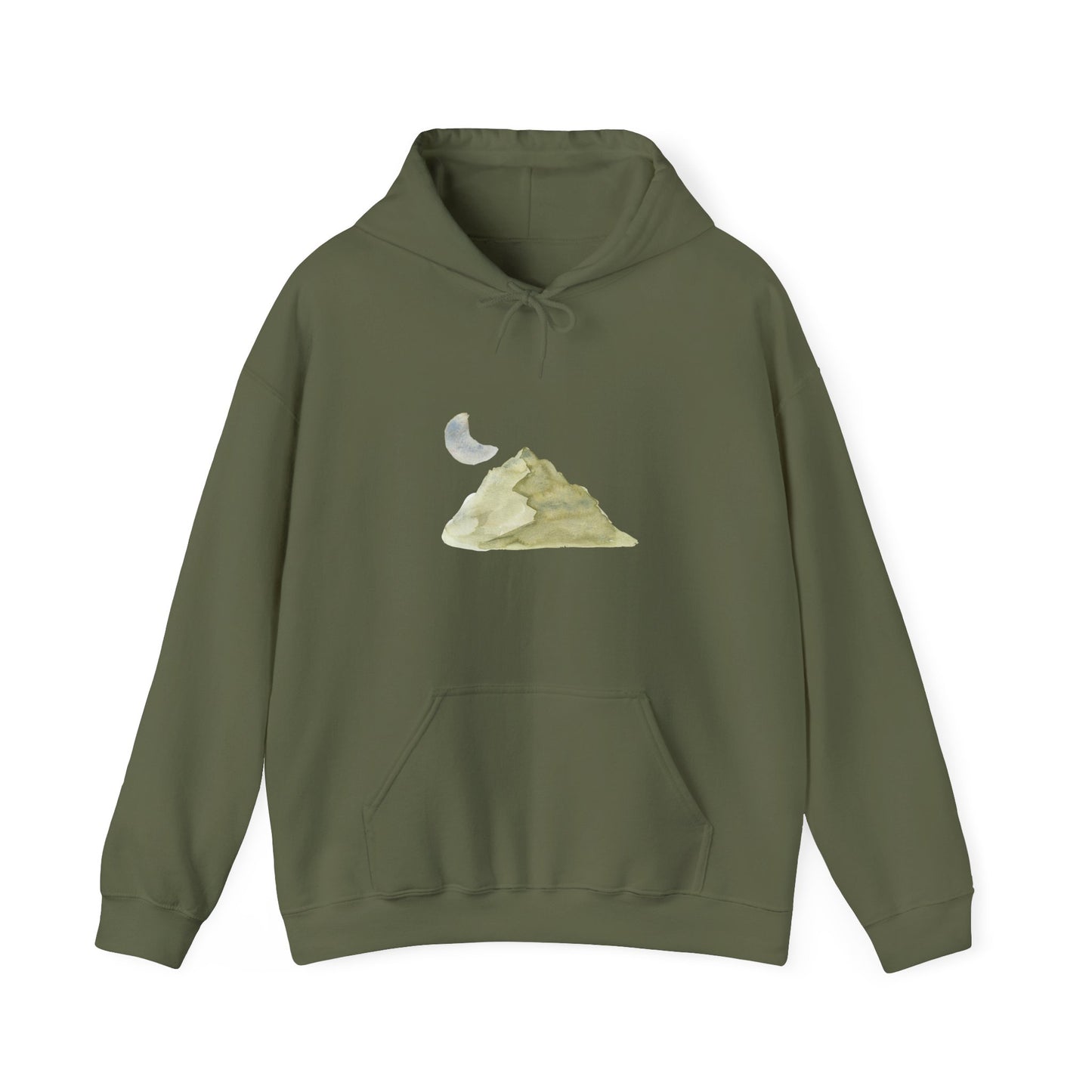 Watercolor Mountain And Moon Hoodie