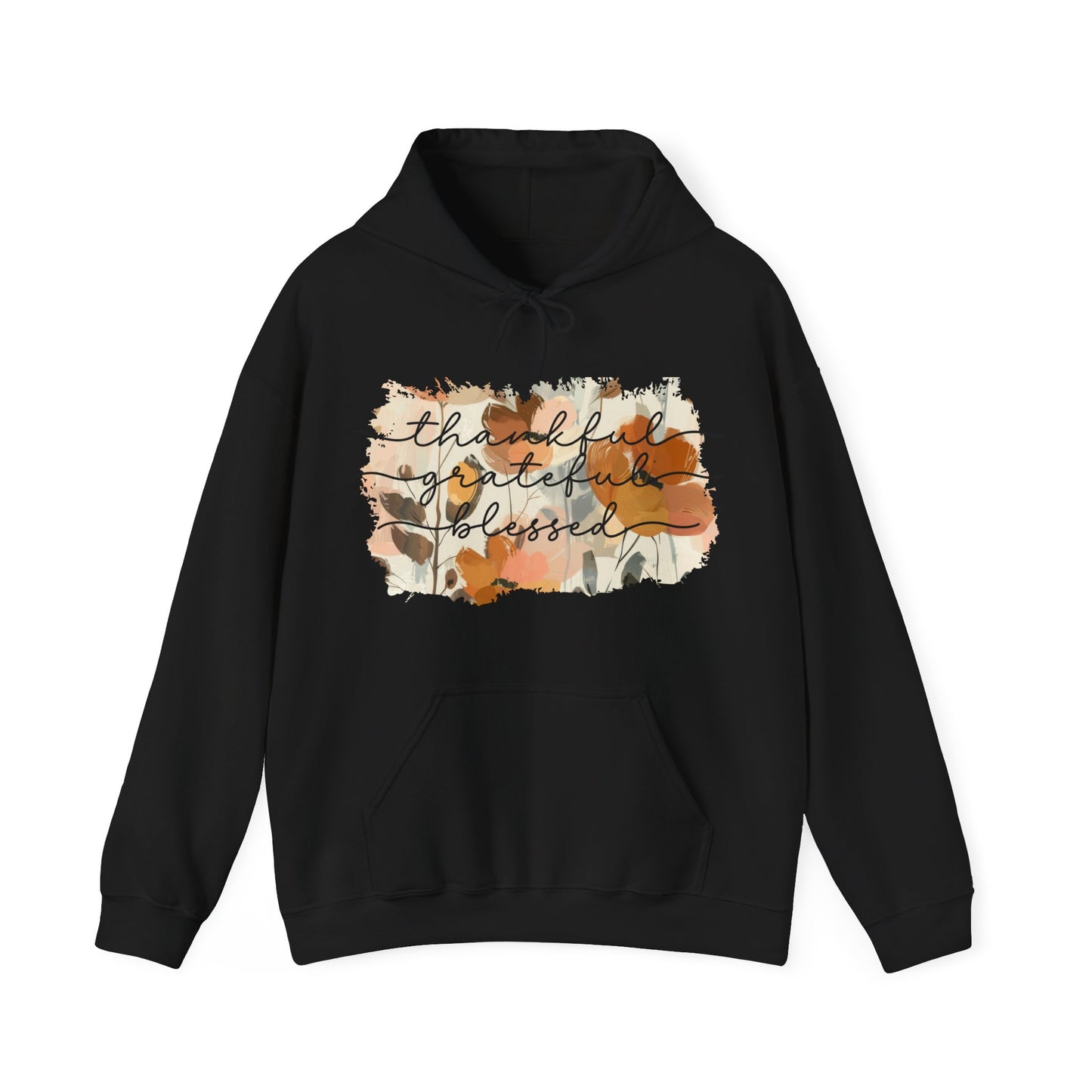 Thankful Grateful Blessed Watercolor Floral Hoodie