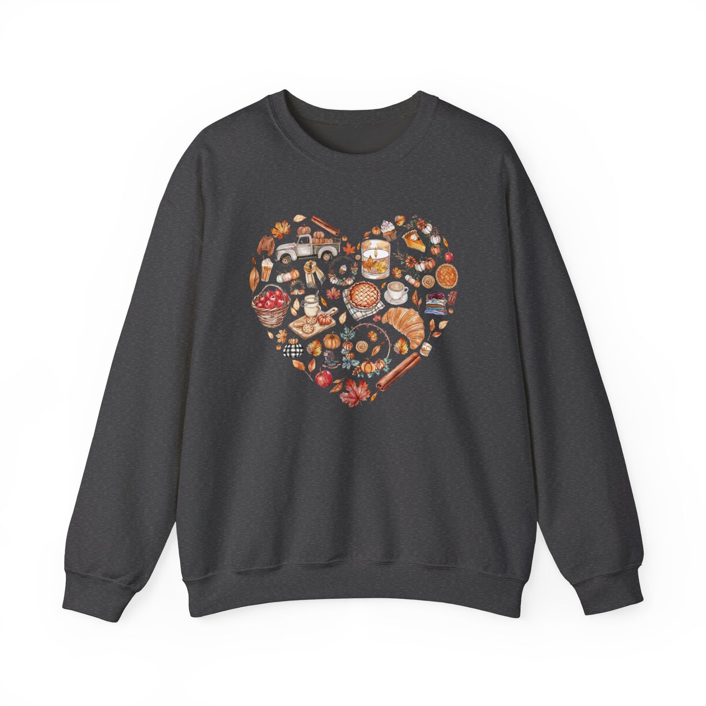 Fall Graphics In Heart Shape Sweatshirt