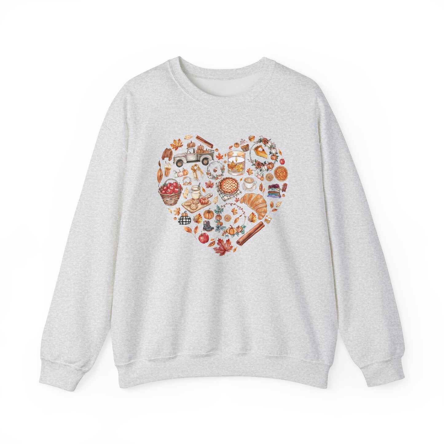 Fall Graphics In Heart Shape Sweatshirt