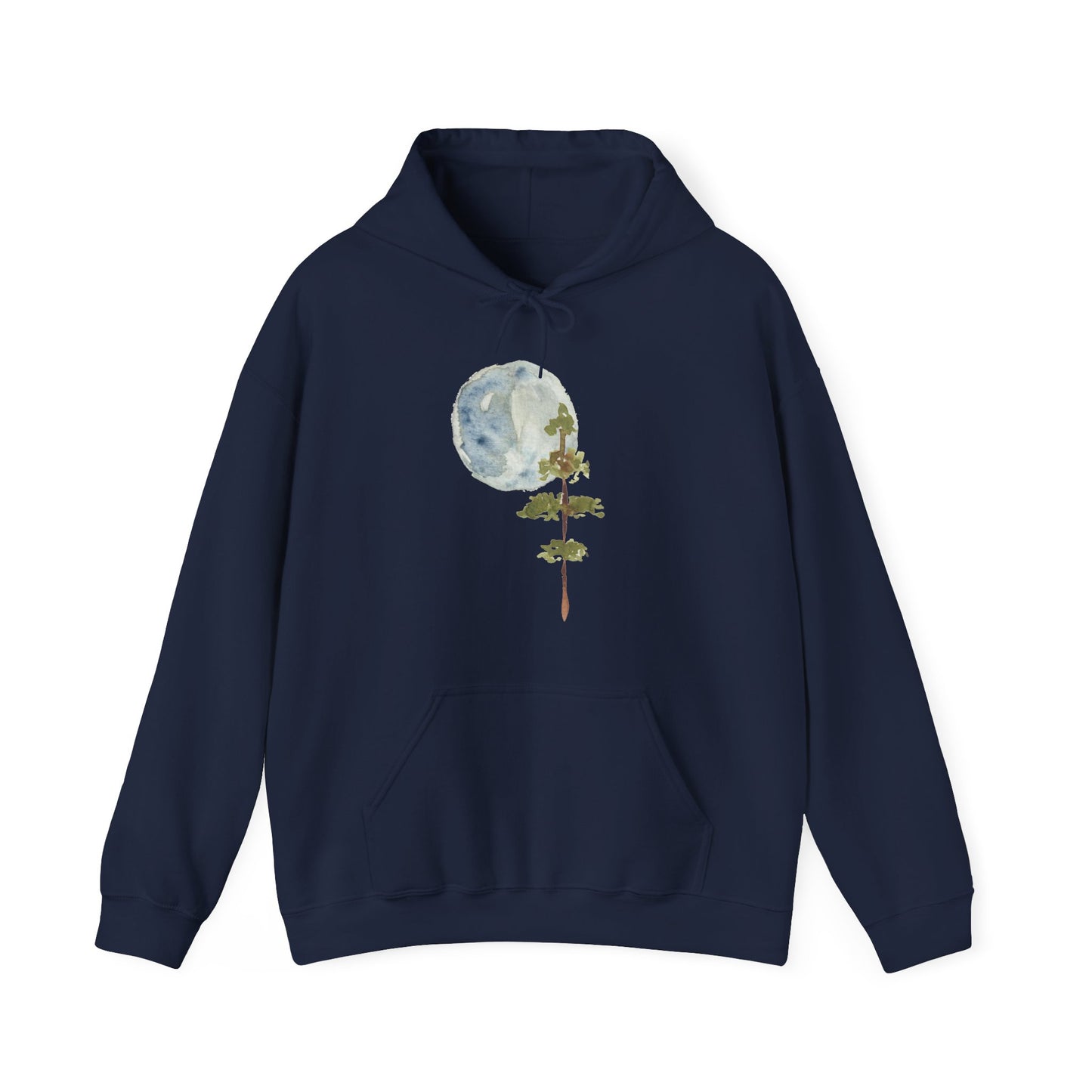 Watercolor Moon and Pine Tree Nature Graphic Unisex Hoodie