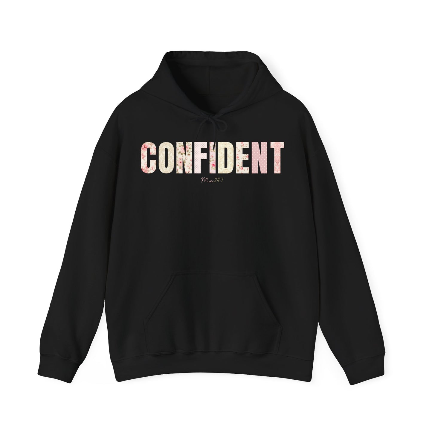 Confident Me 24:7 Pink Floral Patterns Hoodie