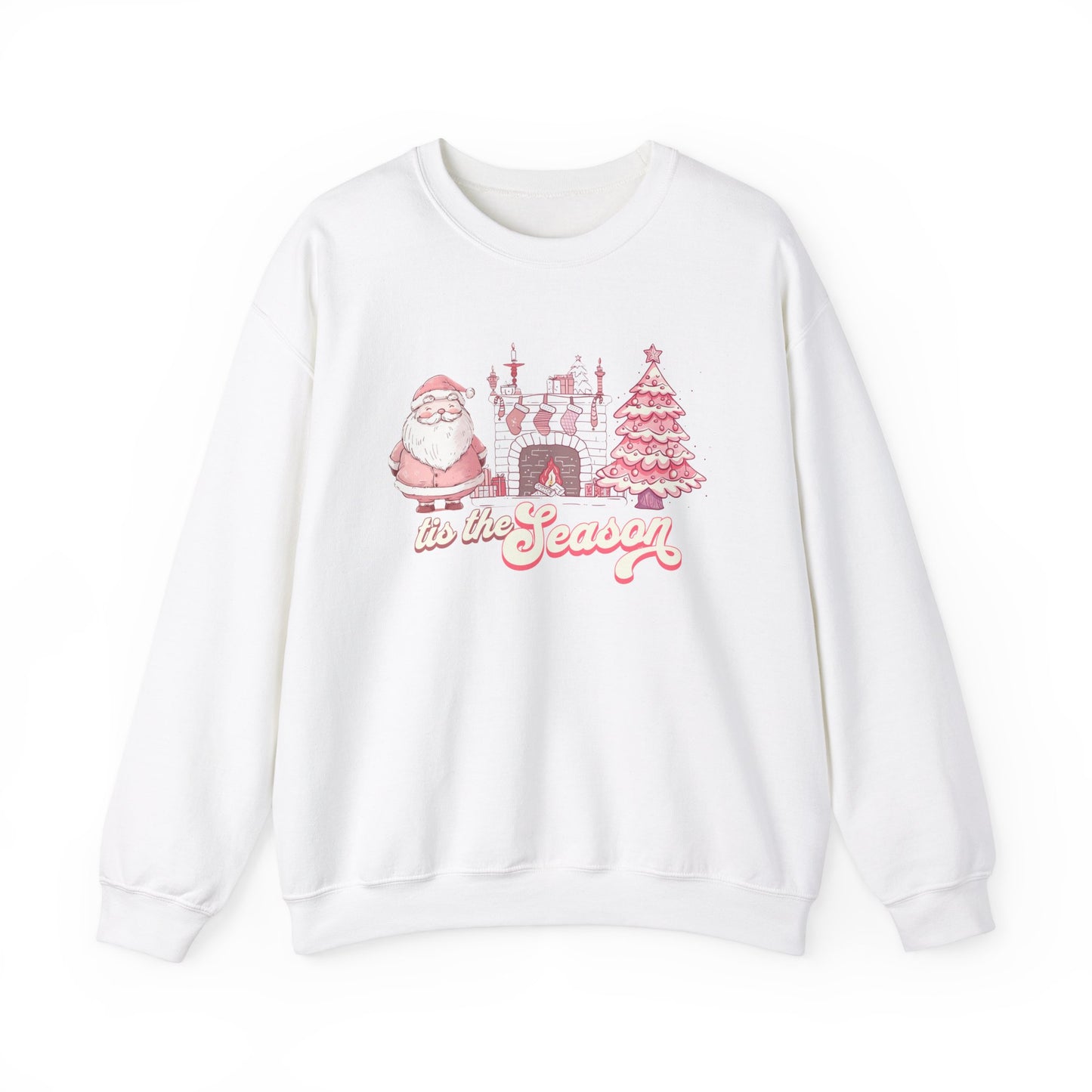 Tis The Season Cute Pink Christmas Graphic Sweatshirt