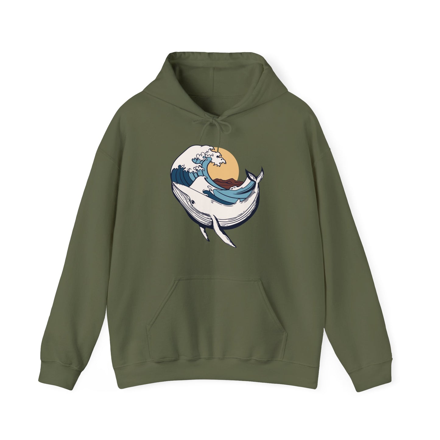Whale and Ocean Waves With Sun Hoodie