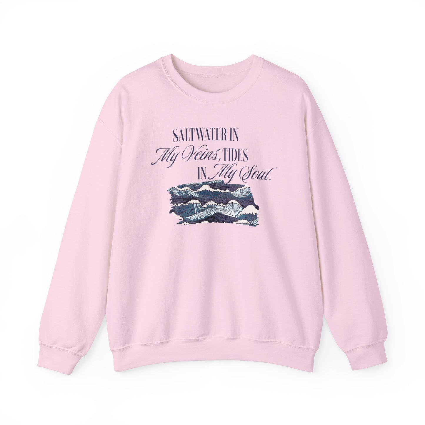 Saltwater In My Veins Tides In My Soul With Ocean Waves Graphic Sweatshirt