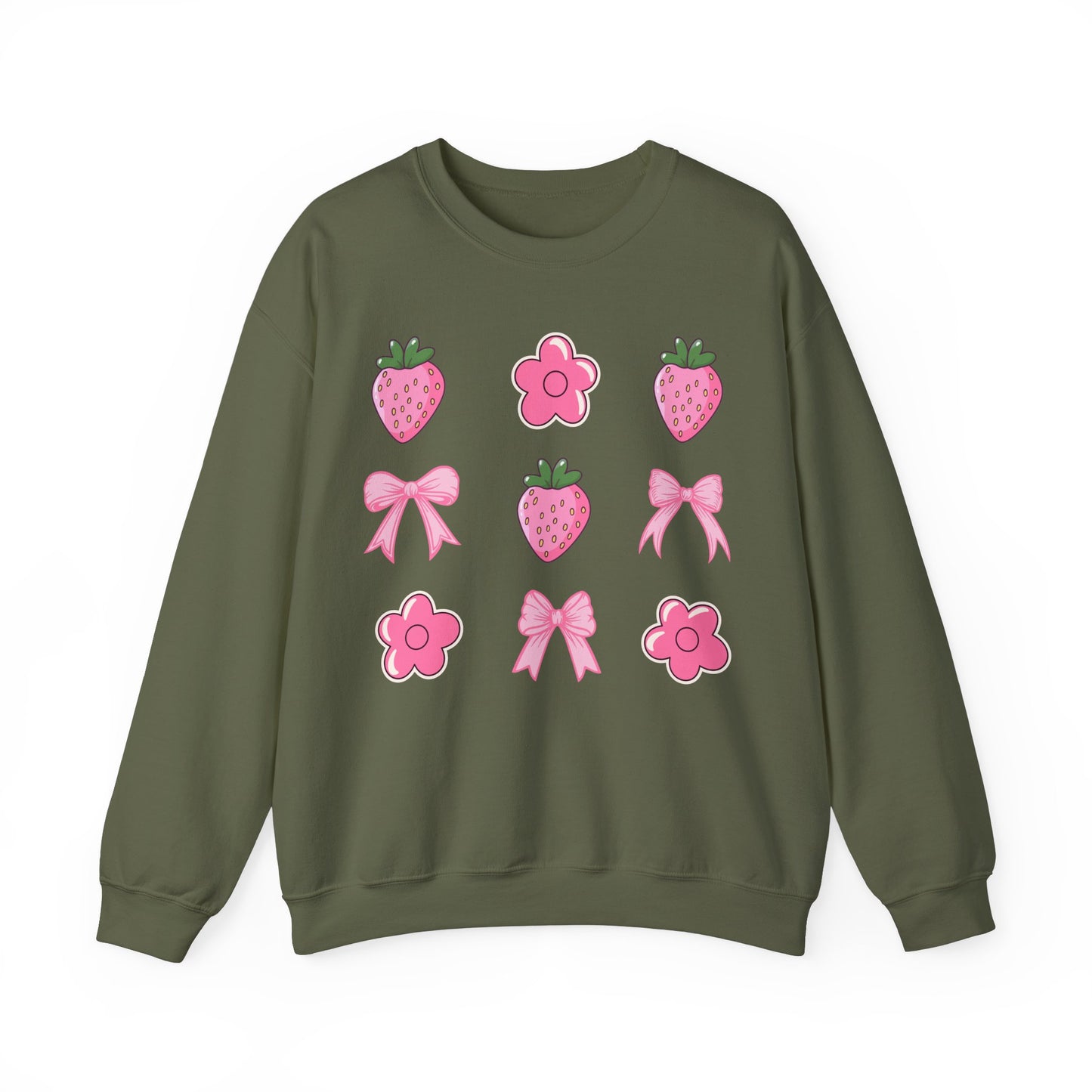 Pink Coquette Bows With Cute Flowers And Strawberries Sweatshirt