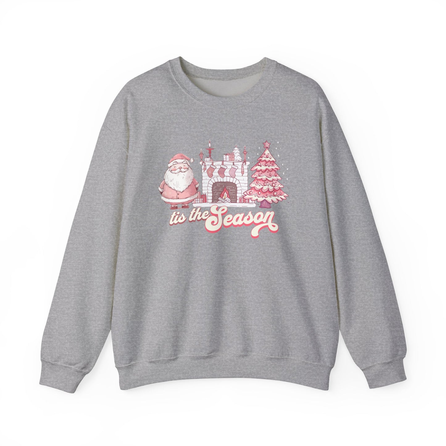 Tis The Season Cute Pink Christmas Graphic Sweatshirt