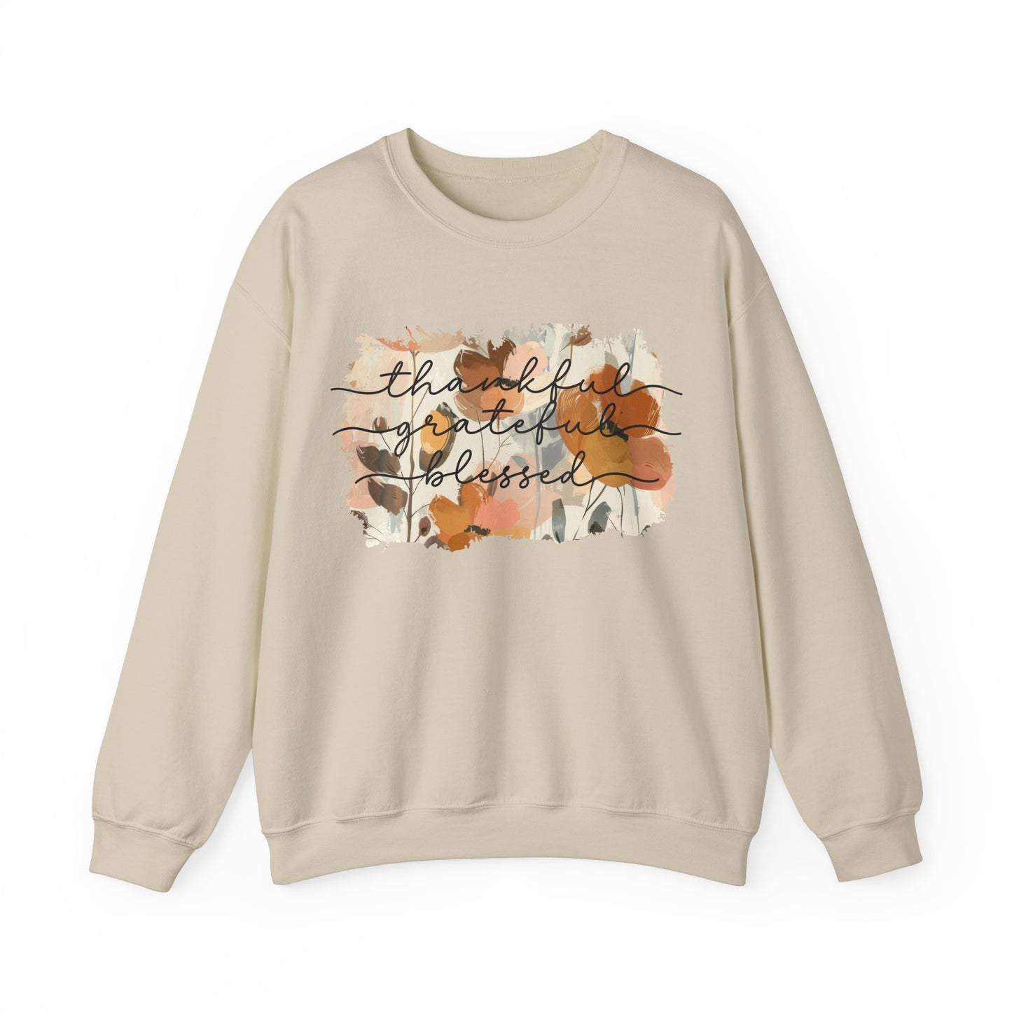 Thankful Grateful Blessed Floral Watercolor Sweatshirt