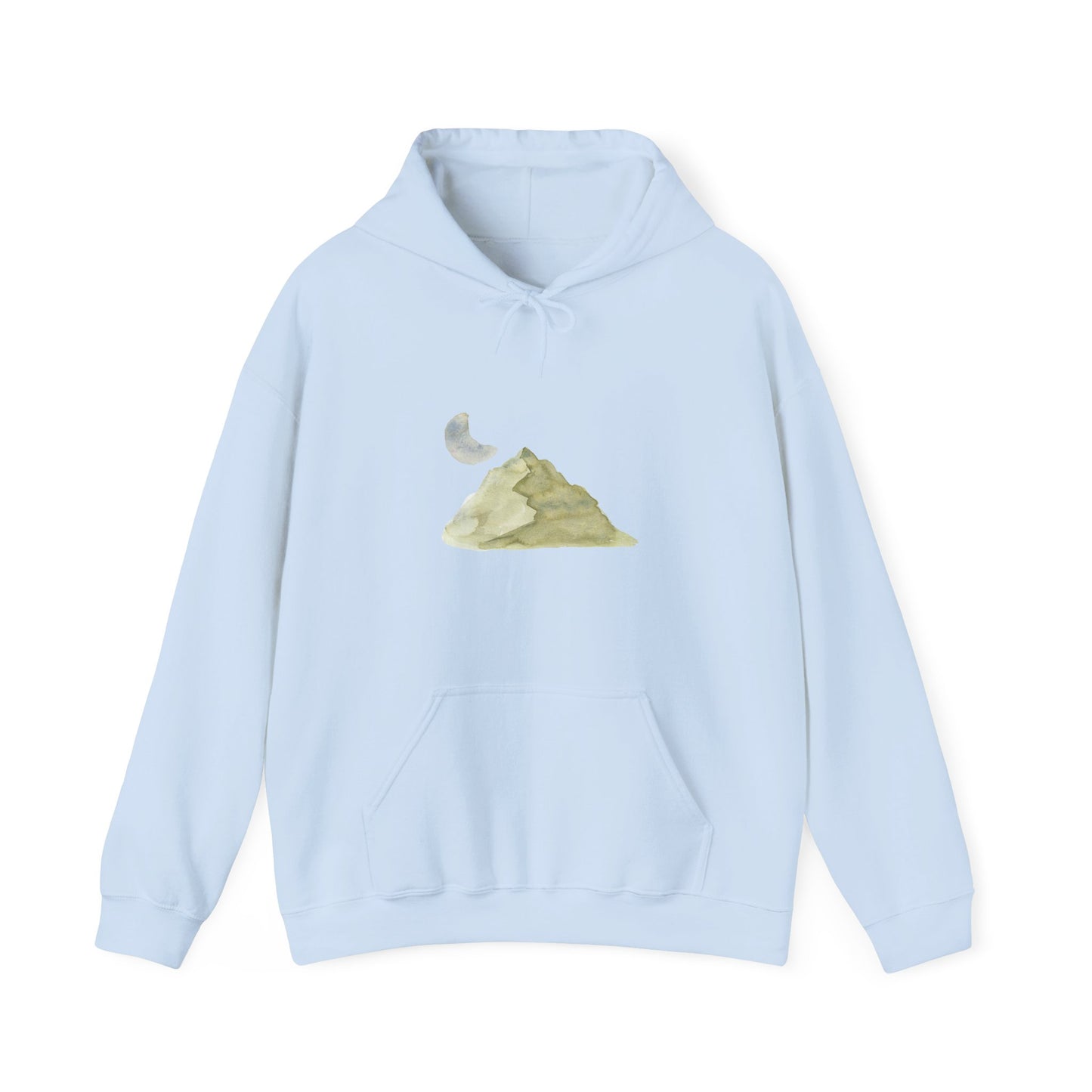 Watercolor Mountain And Moon Hoodie