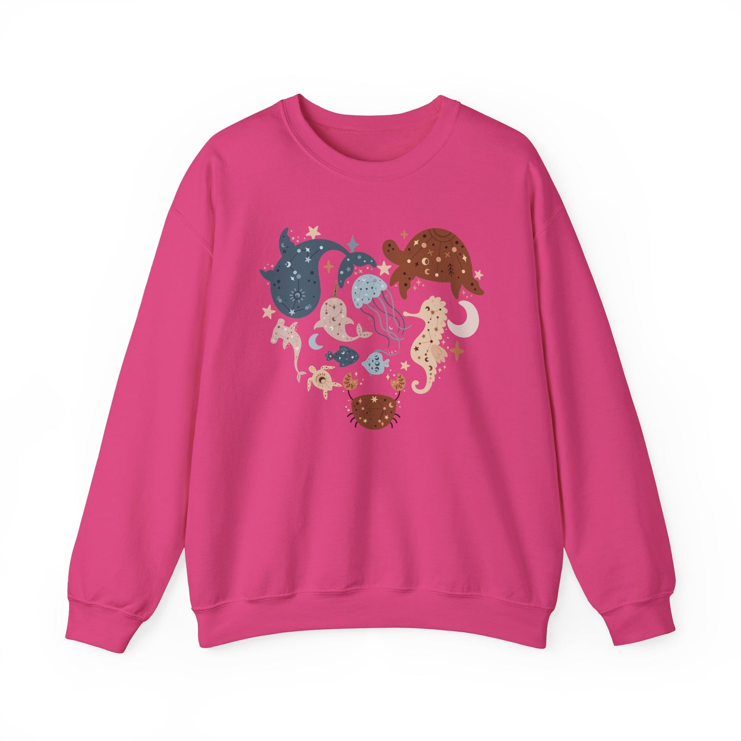 Celestial Sea Animals In Heart Shape Sweatshirt