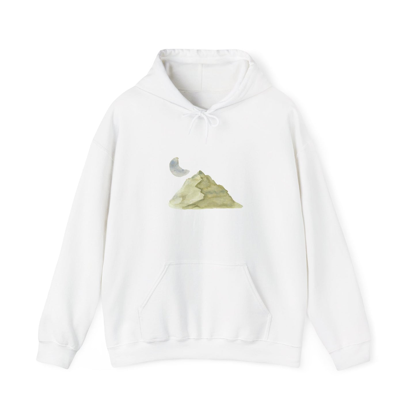 Watercolor Mountain And Moon Hoodie