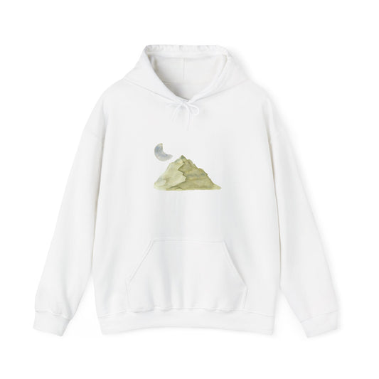 Watercolor Mountain And Moon Hoodie