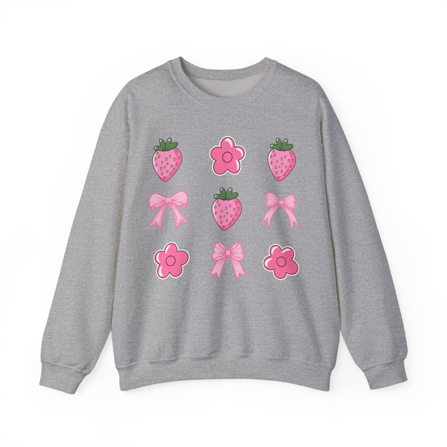 Pink Coquette Bows With Cute Flowers And Strawberries Sweatshirt