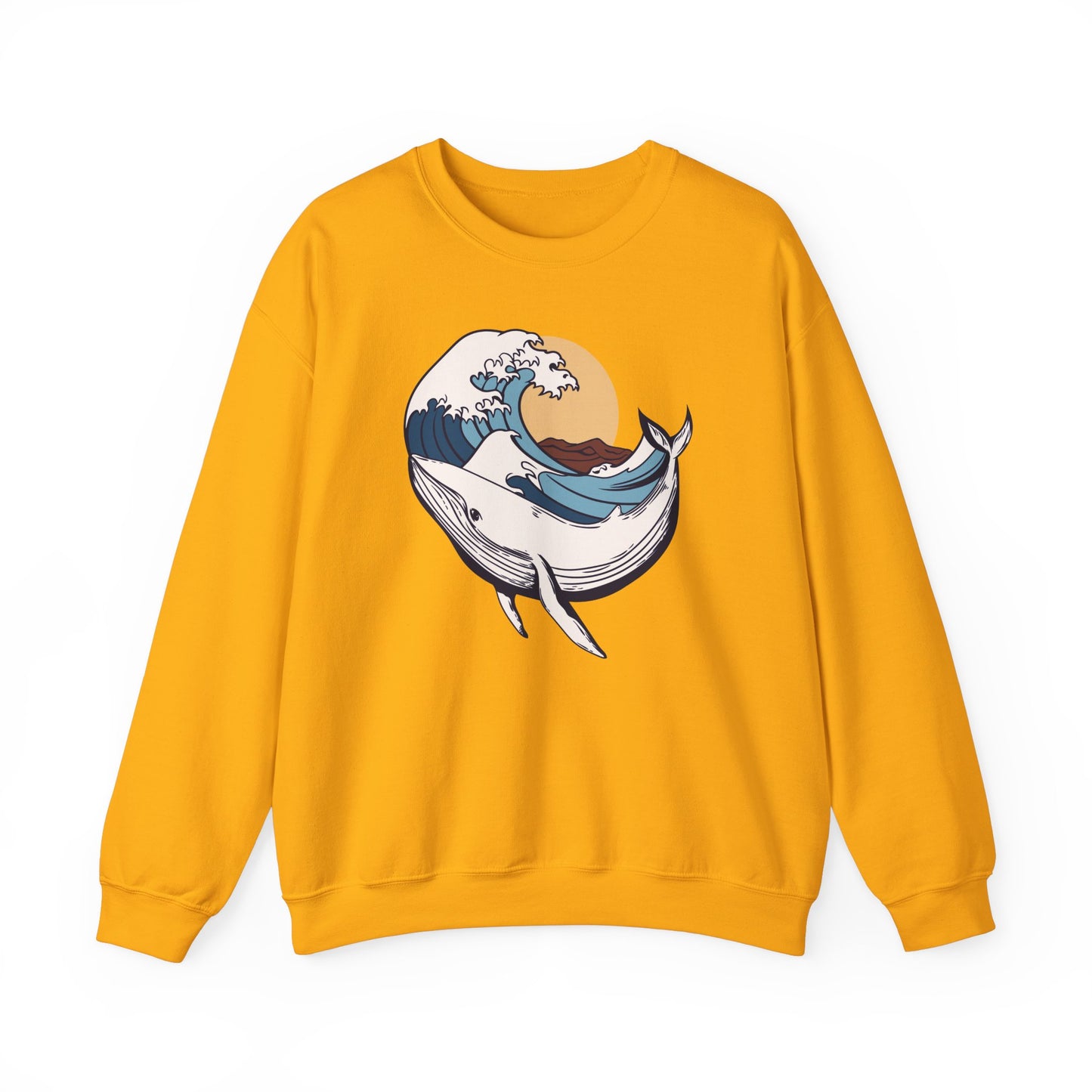 Whale and Ocean Waves With Sun Graphic Sweatshirt