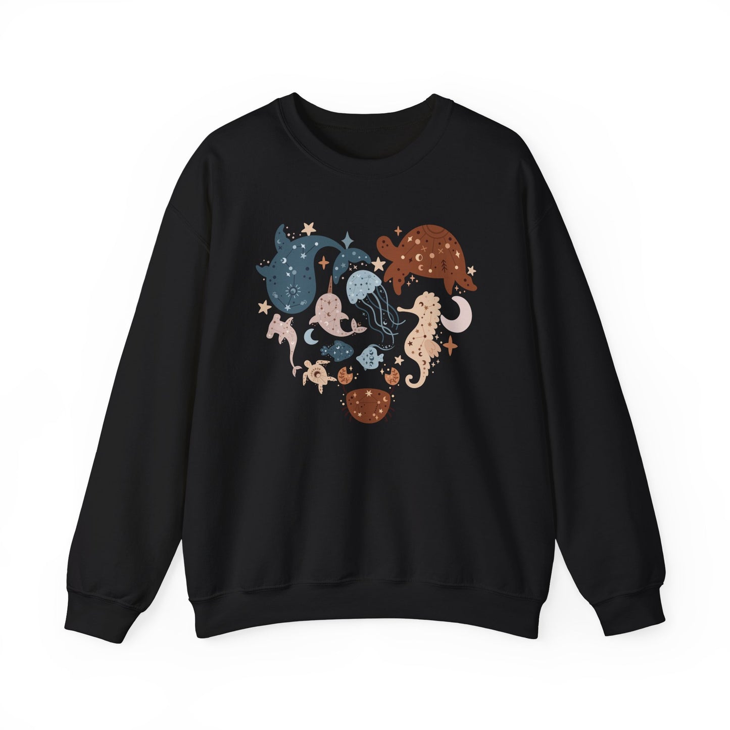 Celestial Sea Animals In Heart Shape Sweatshirt