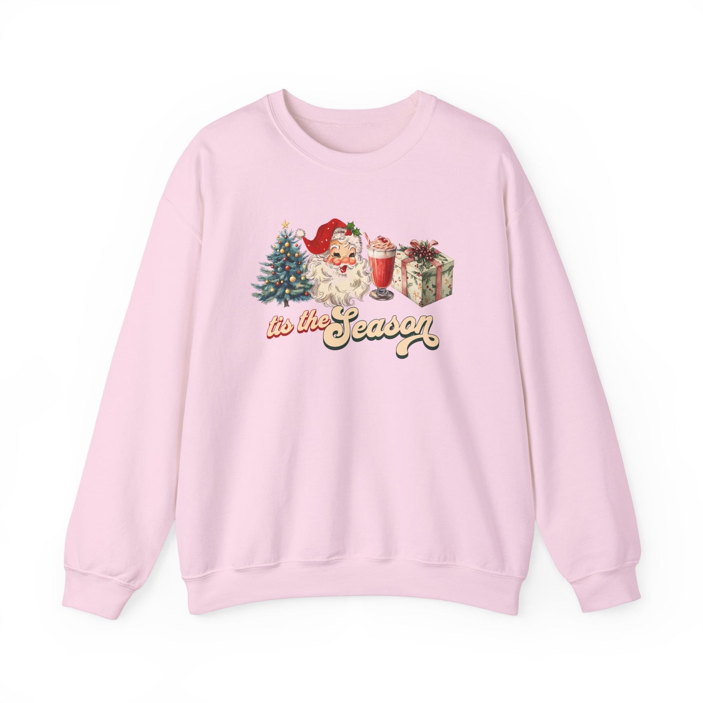 Tis The Season Christmas Tree Cute Santa And Gift Graphic Sweatshirt