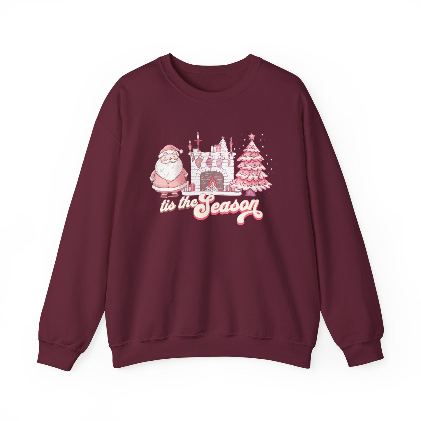 Tis The Season Cute Pink Christmas Graphic Sweatshirt