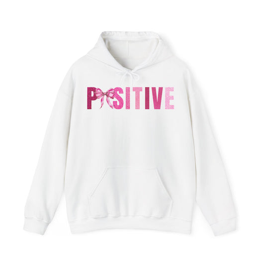 Positive With Coquette Bow Glitter Pink Graphic Hoodie