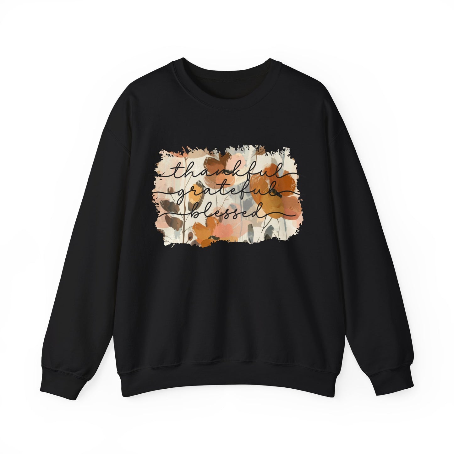 Thankful Grateful Blessed Floral Watercolor Sweatshirt