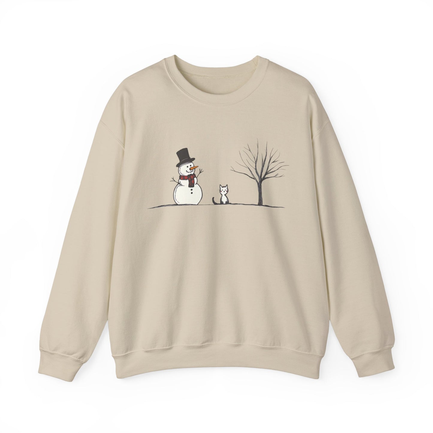 Snowman Tree And Cat Sweatshirt