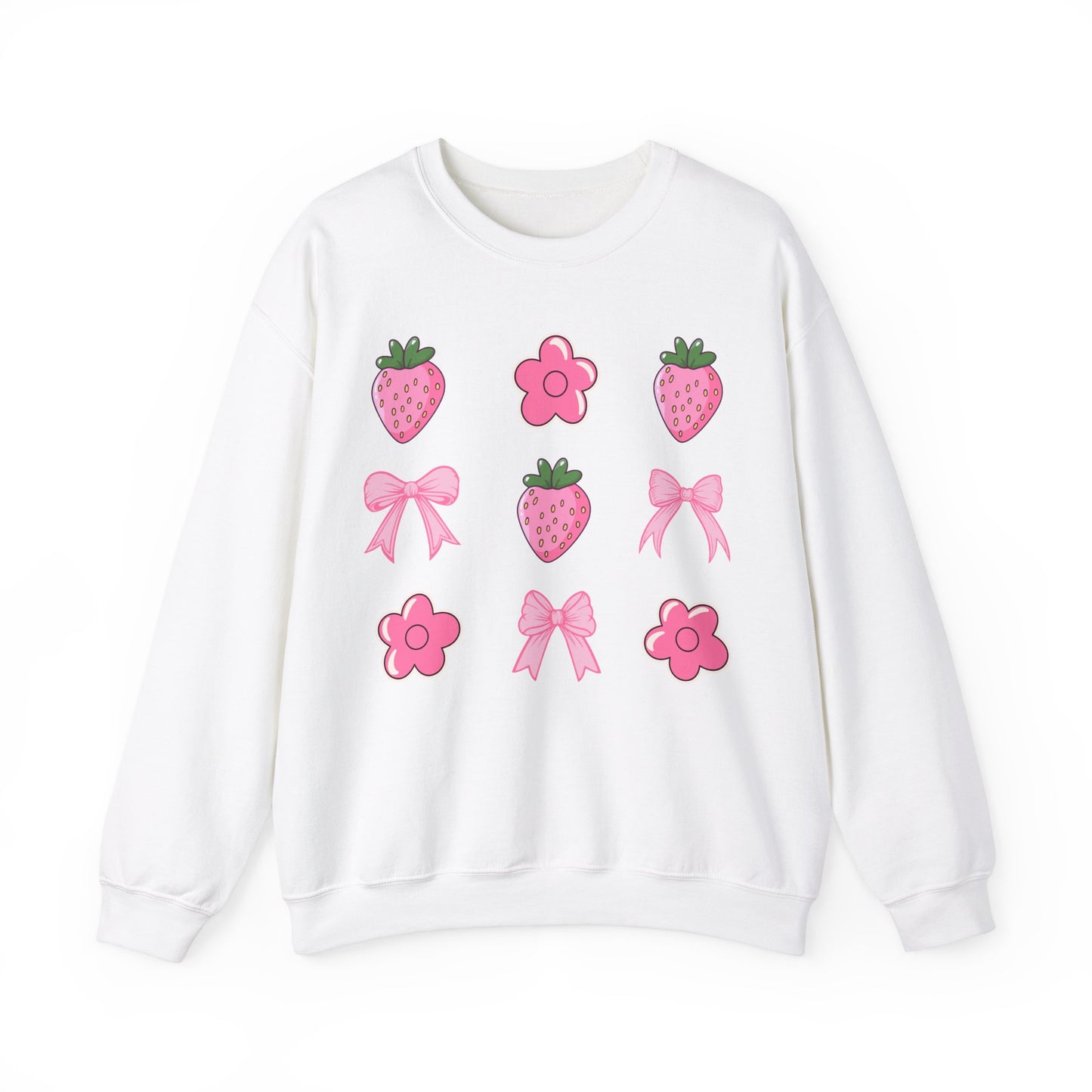 Pink Coquette Bows With Cute Flowers And Strawberries Sweatshirt