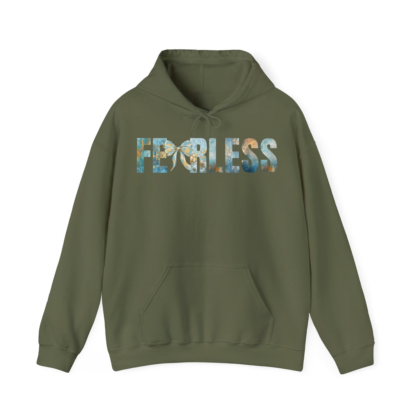 Fearless Golden and Blue Coquette Bow Hoodie
