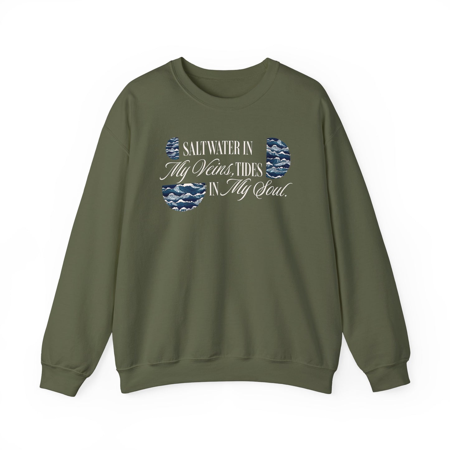 Saltwater In My Veins Tides In My Soul Ocean Waves Graphic Sweatshirt