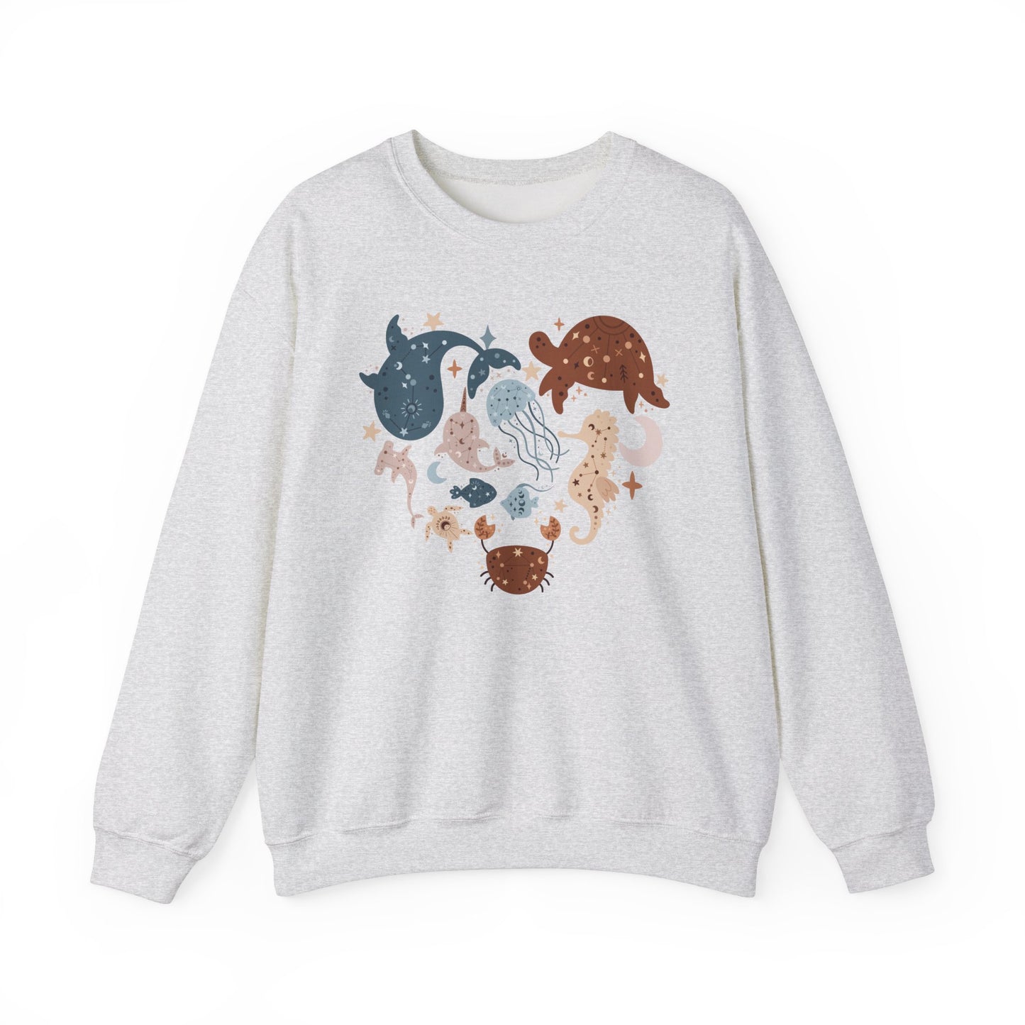 Celestial Sea Animals In Heart Shape Sweatshirt