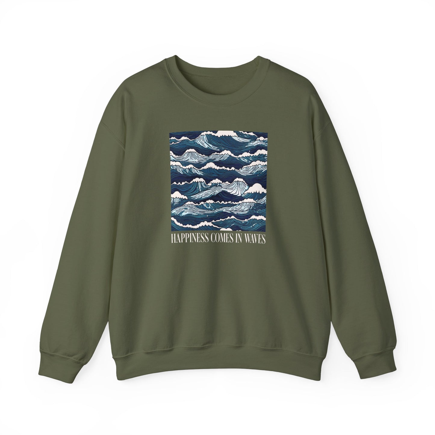 Happiness Comes in Waves Ocean Waves Graphic Sweatshirt