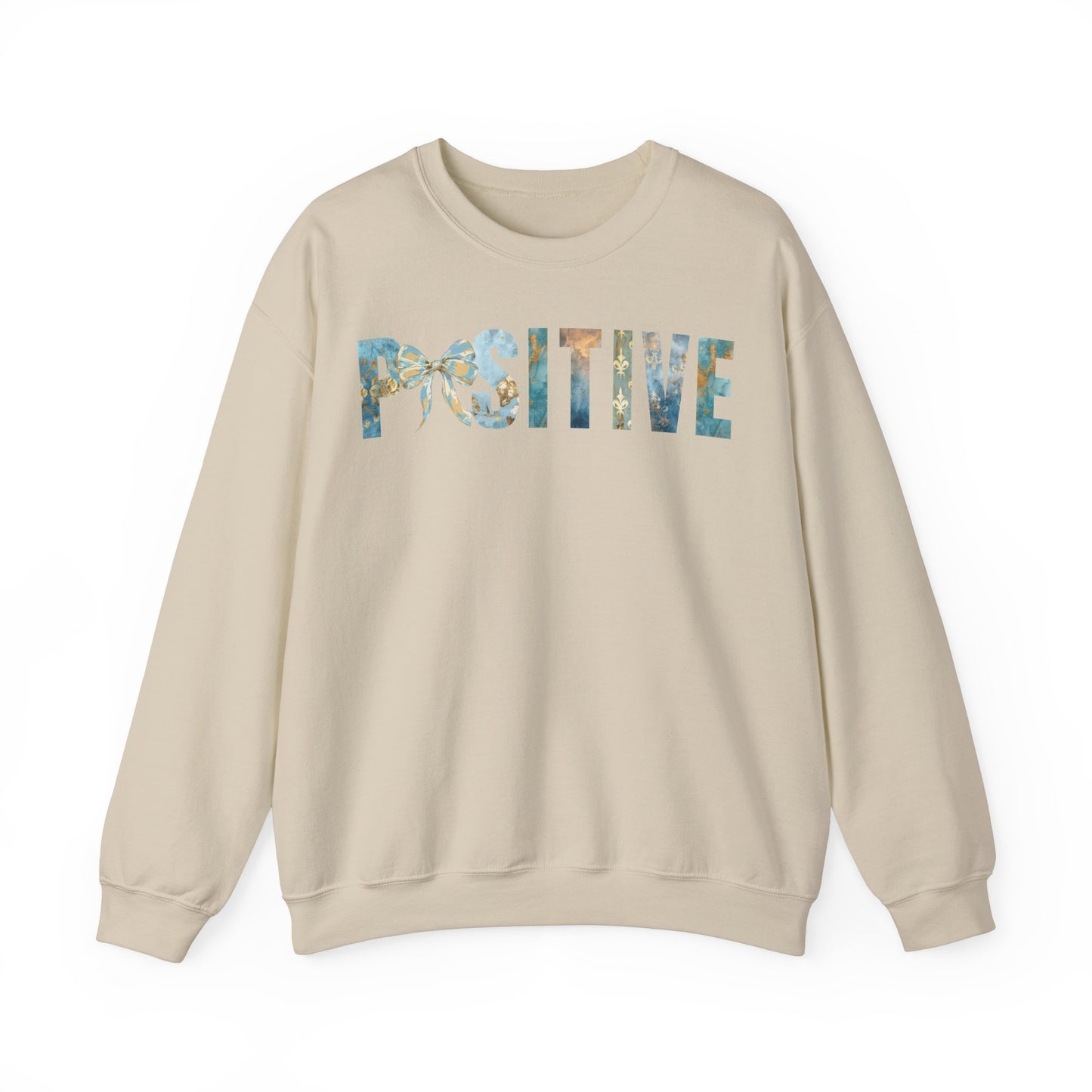 Positive Inspirational Coquette Bow Blue Golden Patterns Sweatshirt