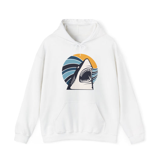 Shark and Waves With Sunset Graphic Hoodie