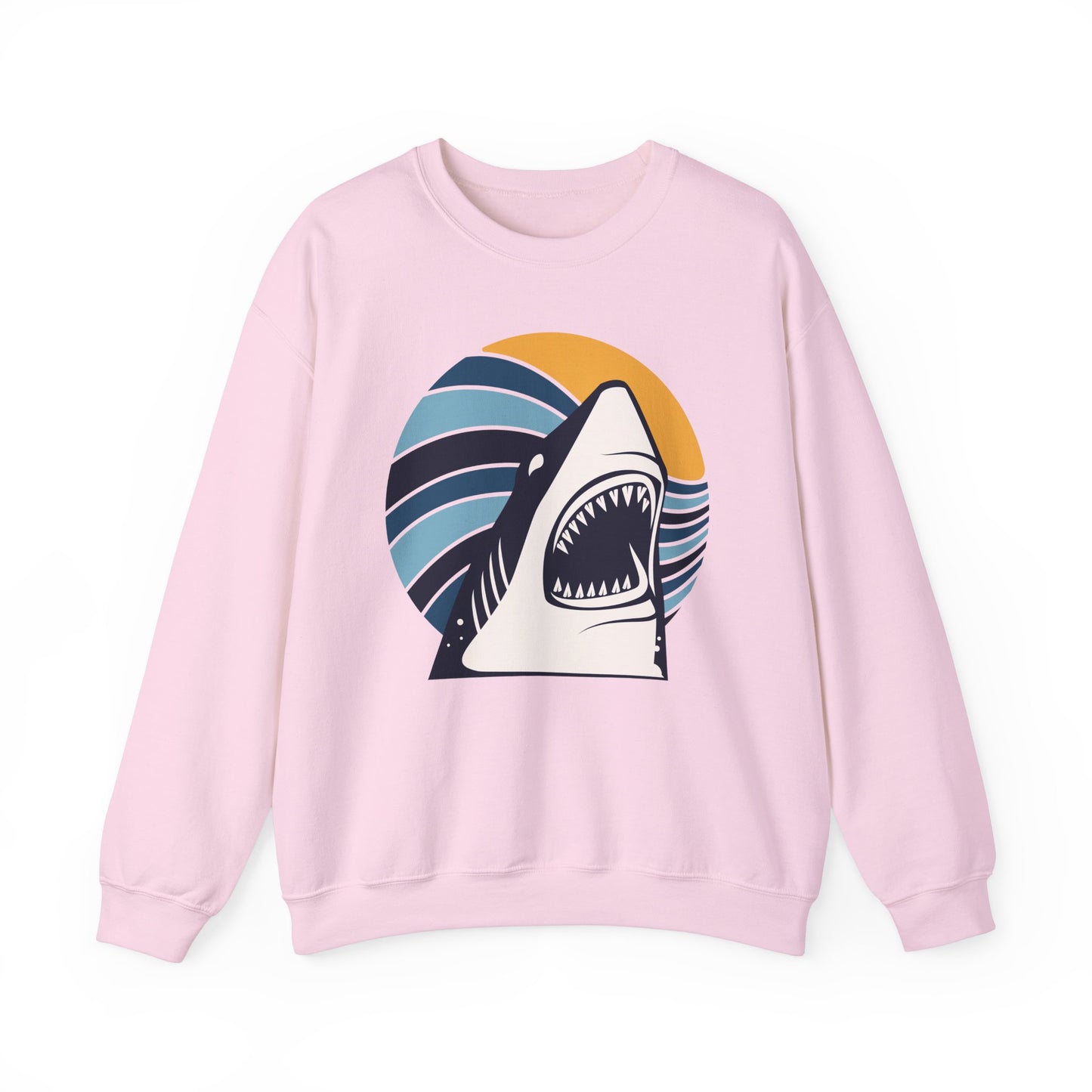 Shark Graphic and Ocean Waves With Sunset Sweatshirt