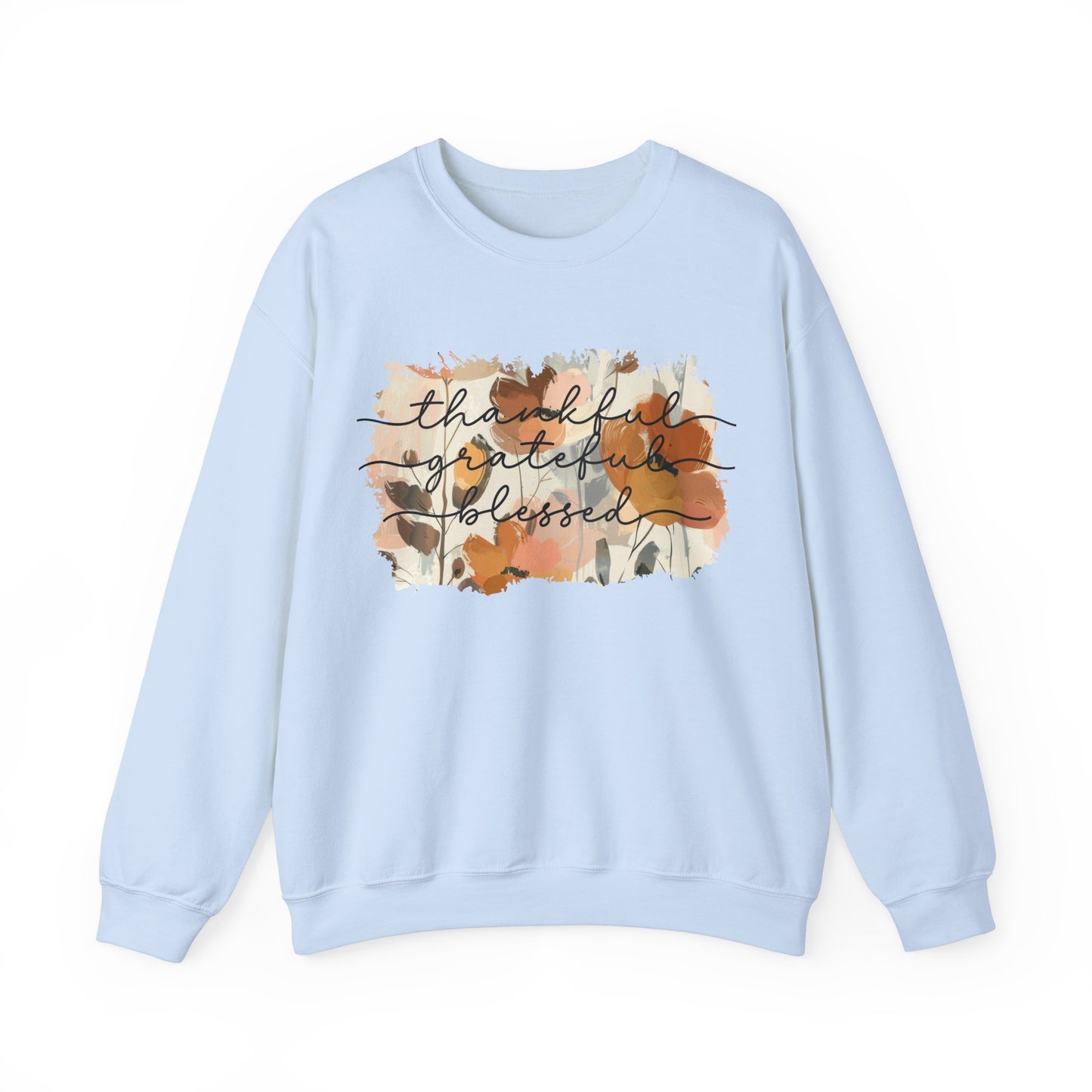 Thankful Grateful Blessed Floral Watercolor Sweatshirt