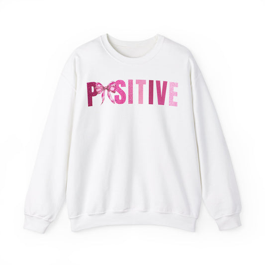 Positive With Coquette Bow Glitter Pink Graphic Sweatshirt