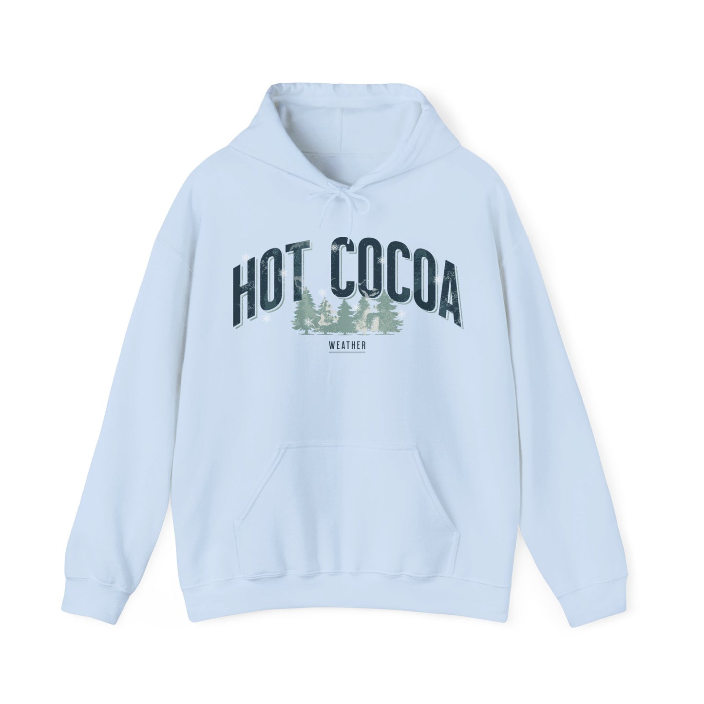 Hot Cocoa Weather Vintage Pine Trees & Snow Graphic Hoodie
