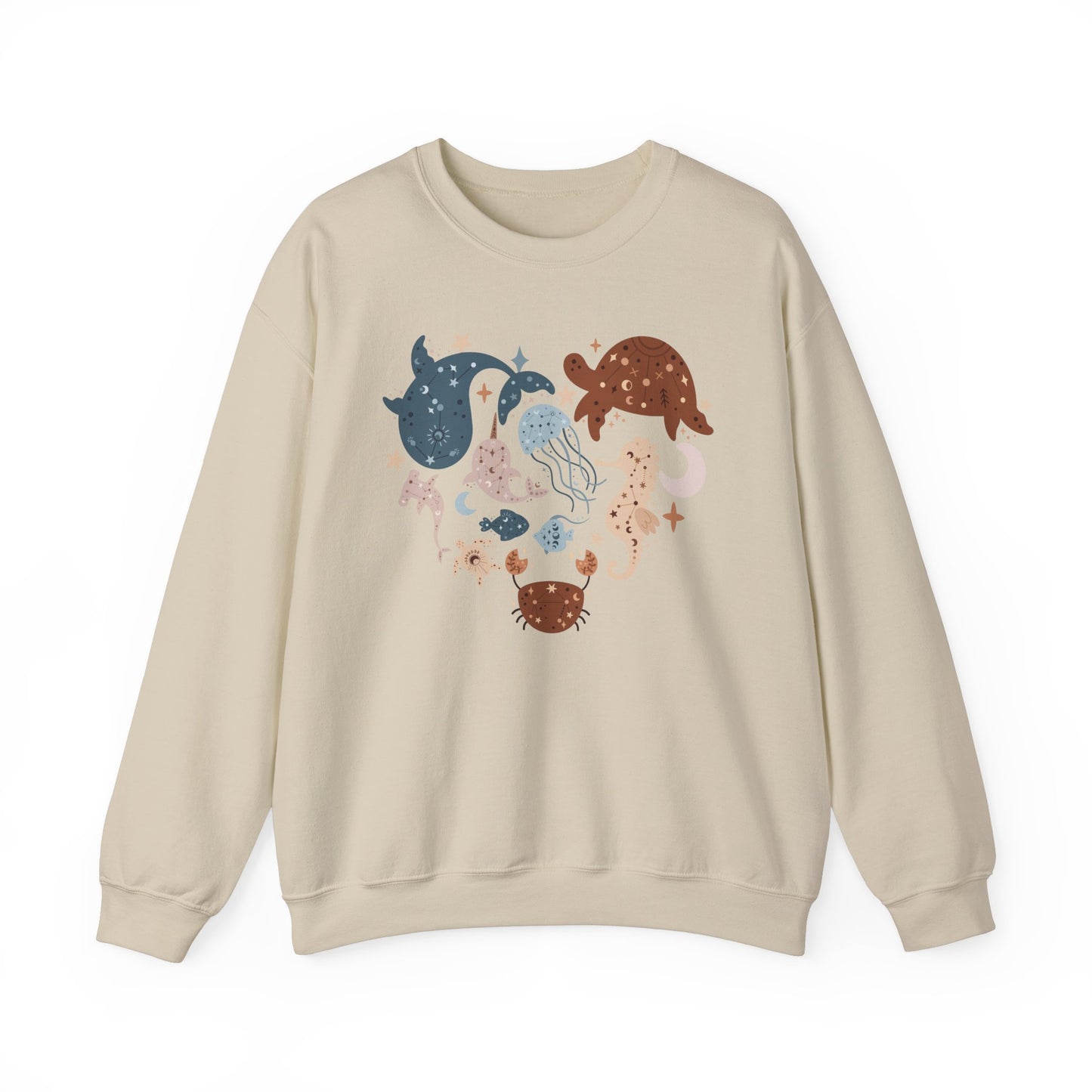 Celestial Sea Animals In Heart Shape Sweatshirt