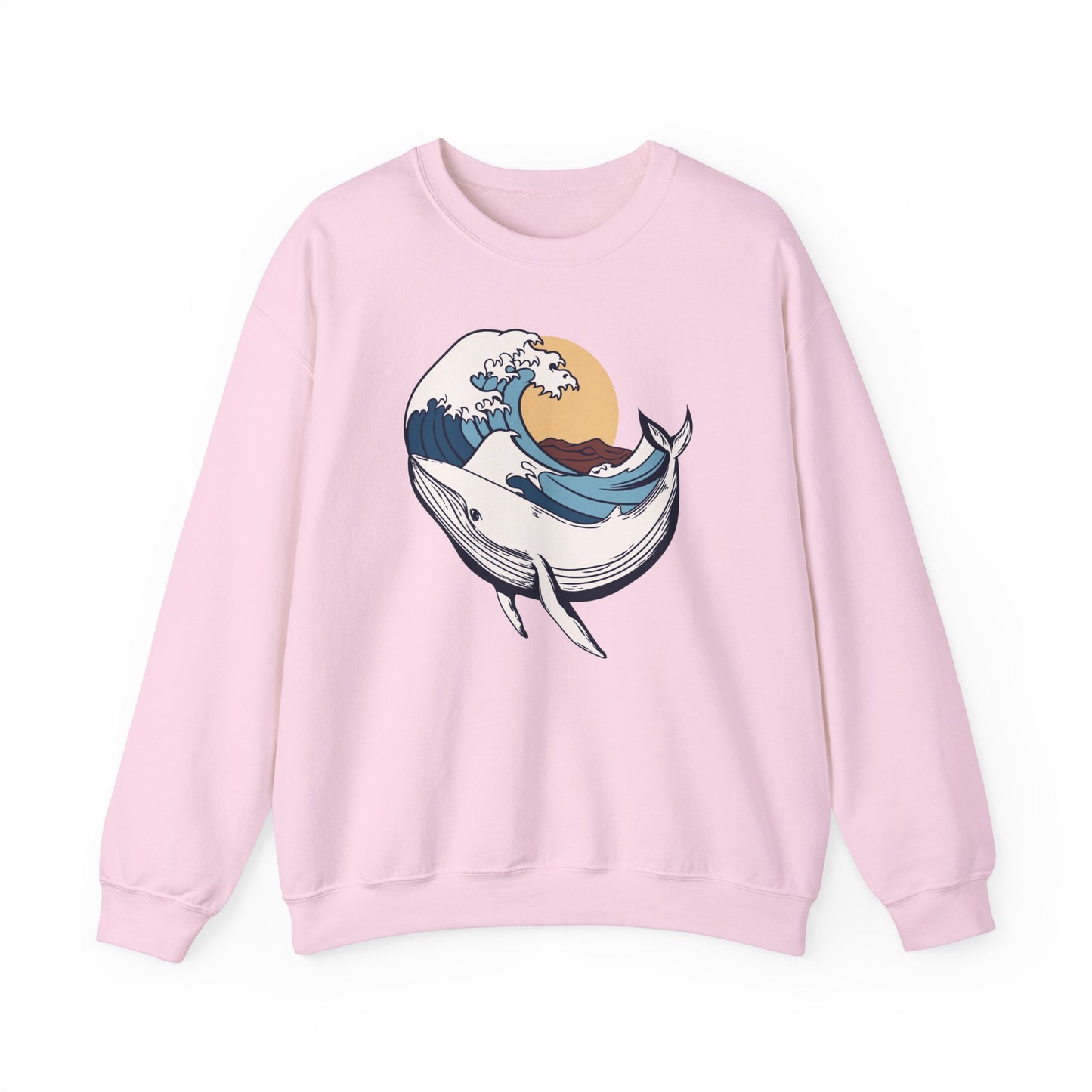 Whale and Ocean Waves With Sun Graphic Sweatshirt