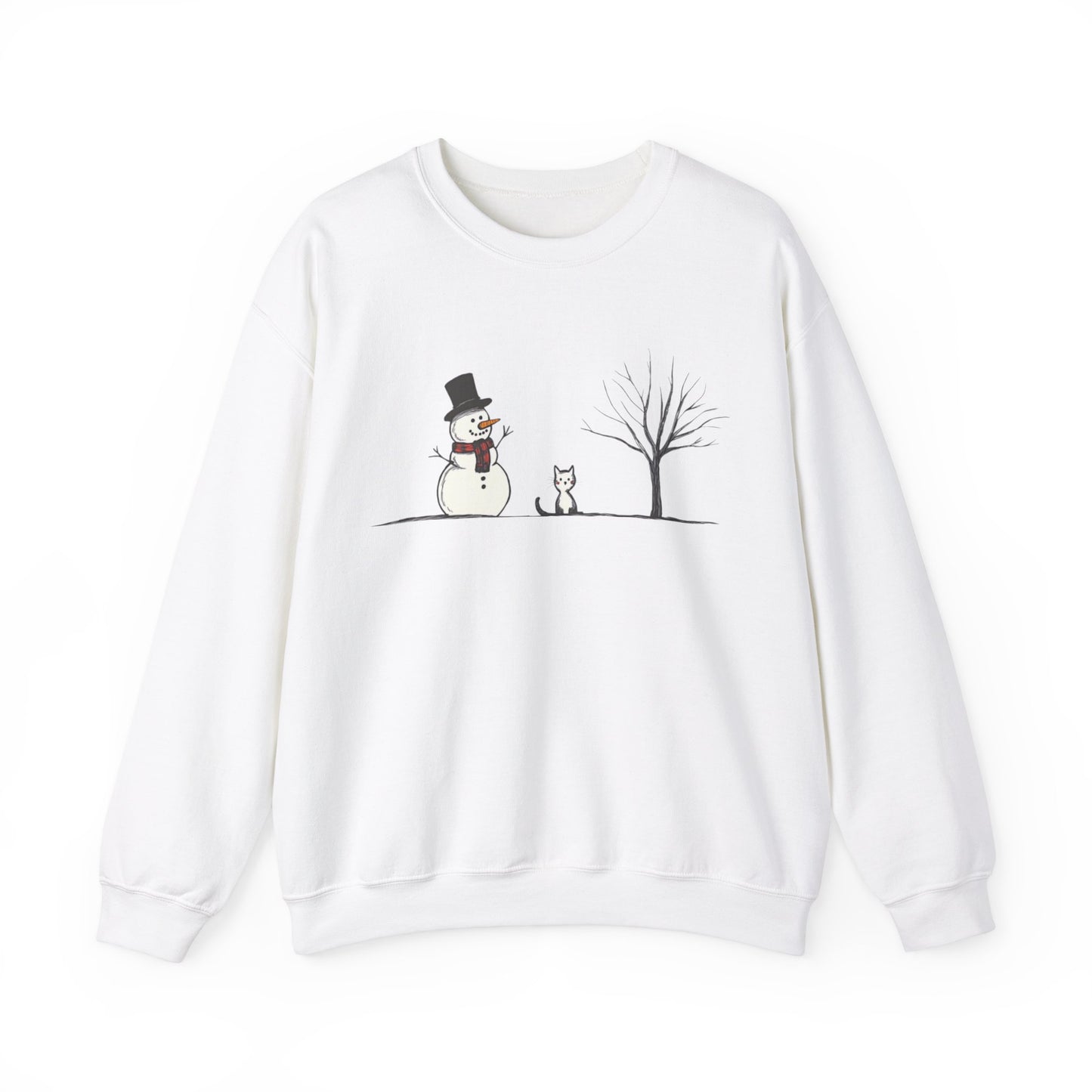 Snowman Tree And Cat Sweatshirt