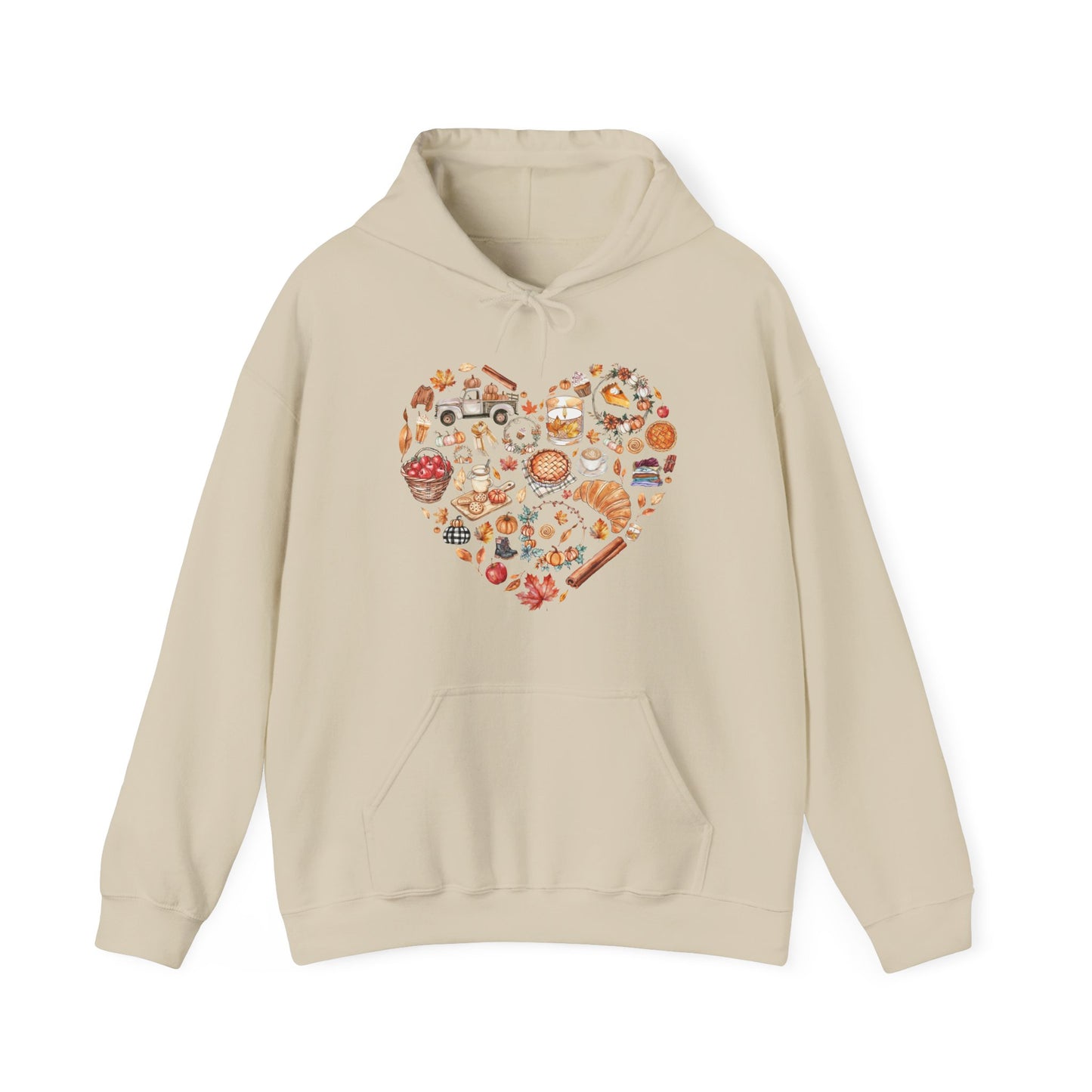 Fall Graphics In Heart Shape Hoodie