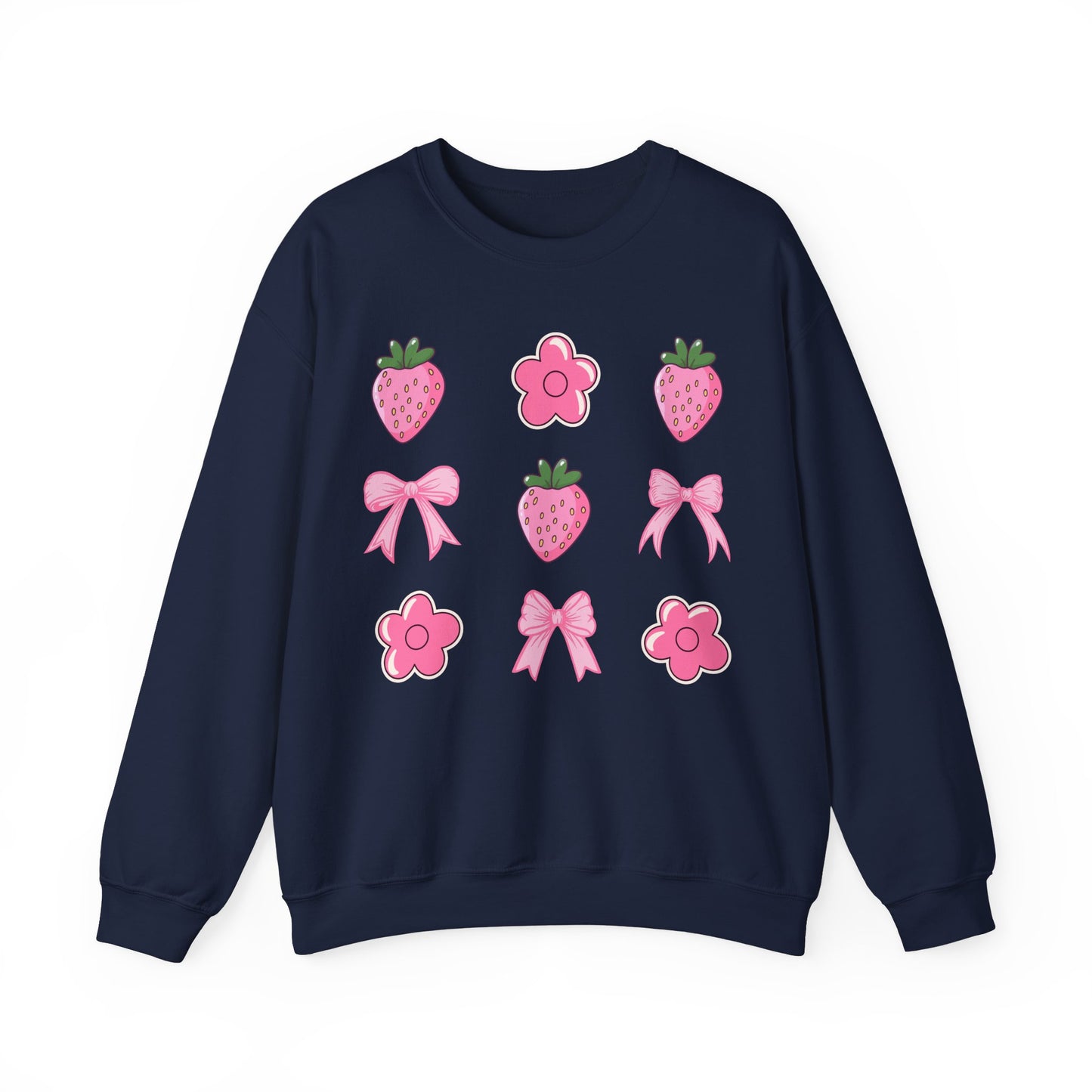 Pink Coquette Bows With Cute Flowers And Strawberries Sweatshirt