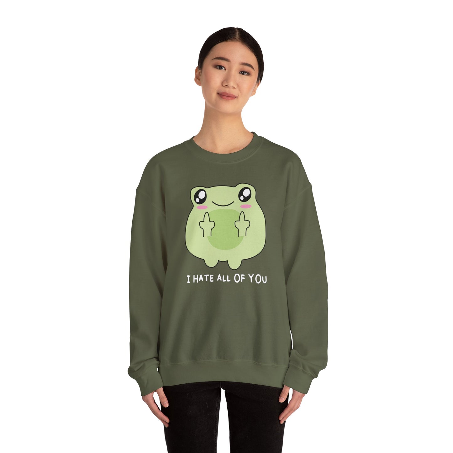 Hate All of You Funny Frog Middle Fingers Sweatshirt