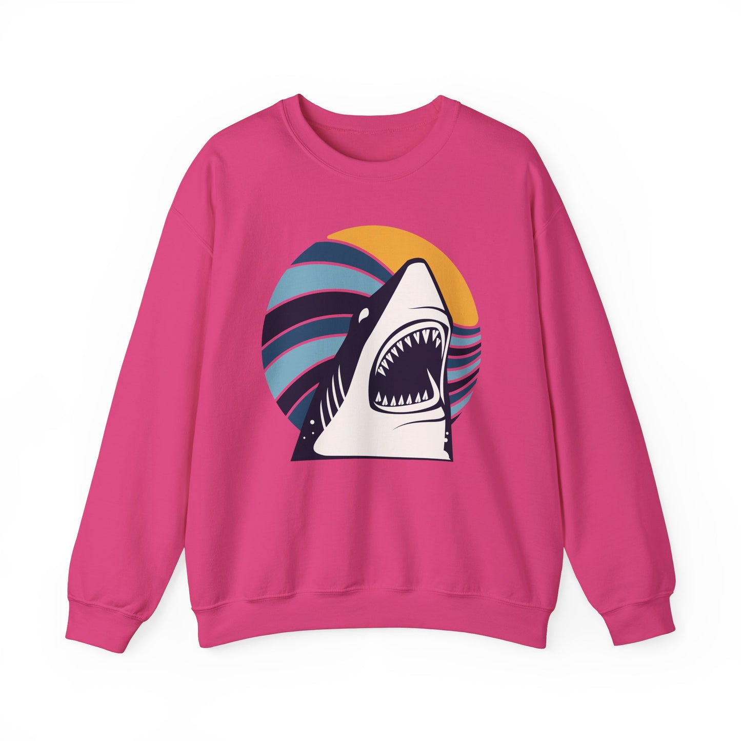 Shark Graphic and Ocean Waves With Sunset Sweatshirt