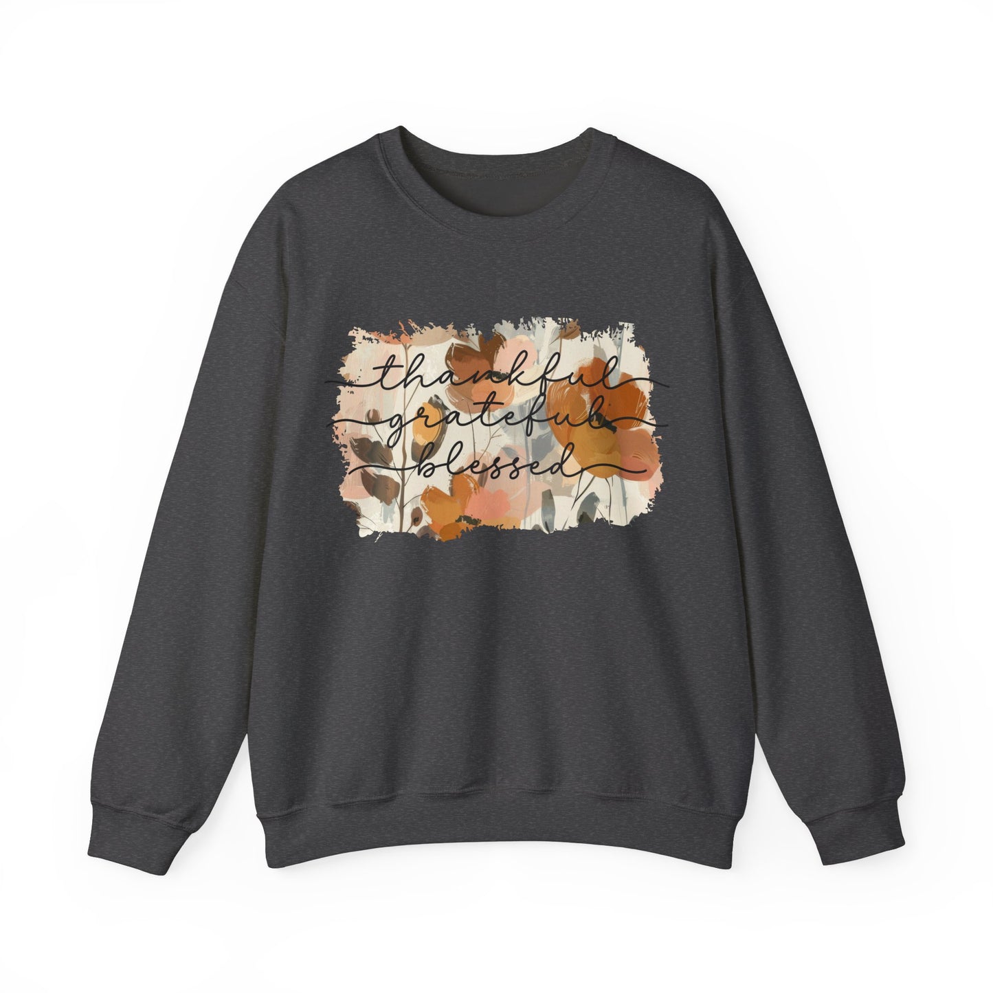 Thankful Grateful Blessed Floral Watercolor Sweatshirt