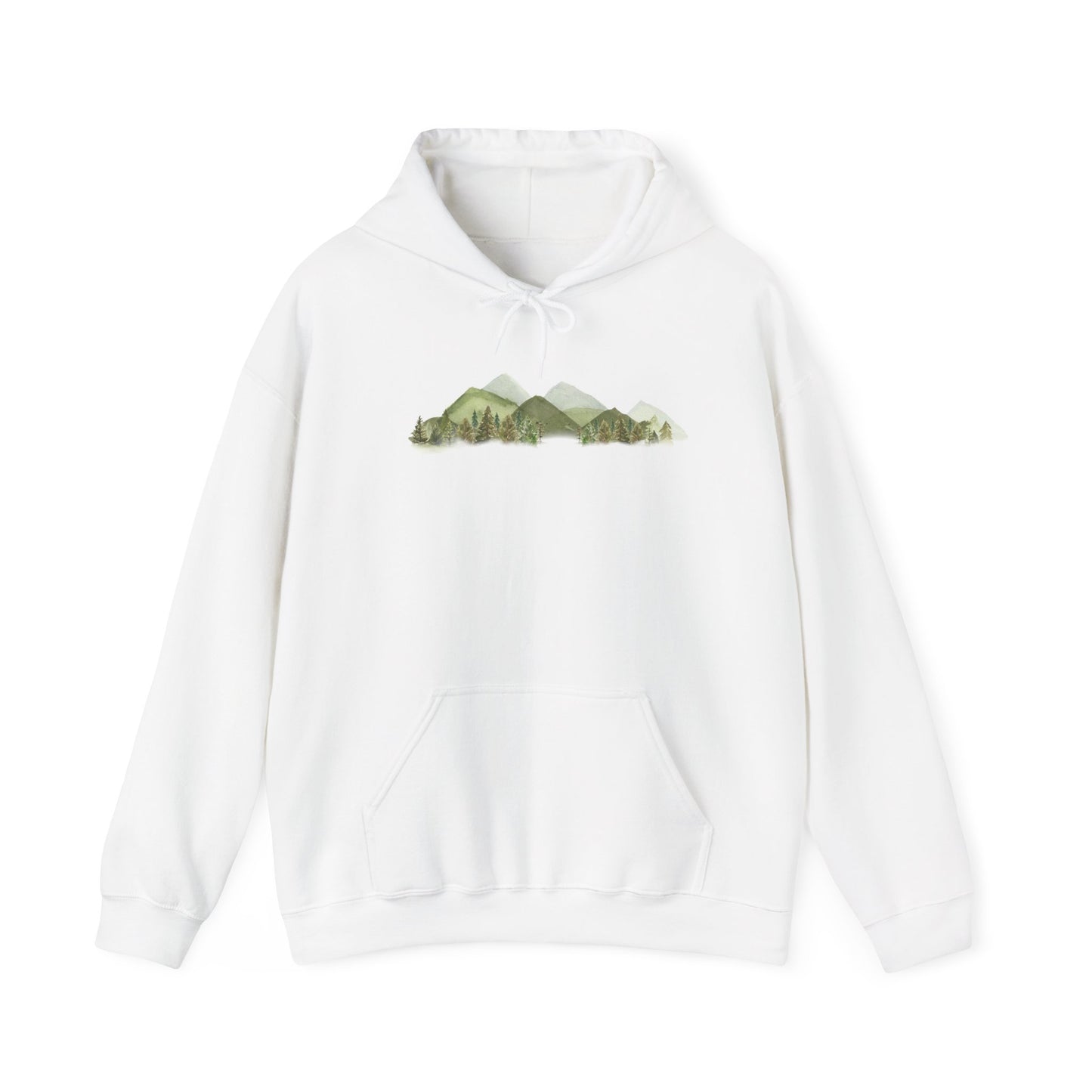 Watercolor Sage Green Mountain Hoodie