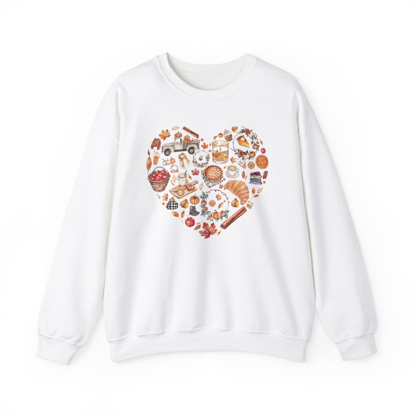 Fall Graphics In Heart Shape Sweatshirt