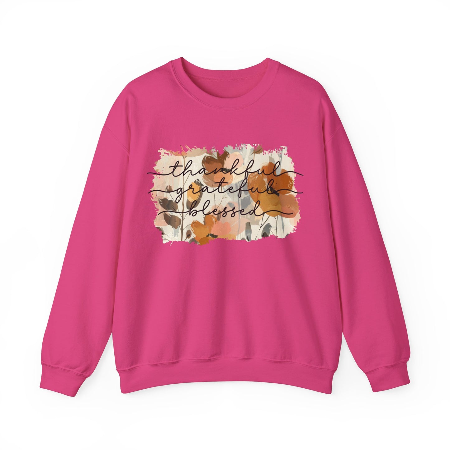 Thankful Grateful Blessed Floral Watercolor Sweatshirt